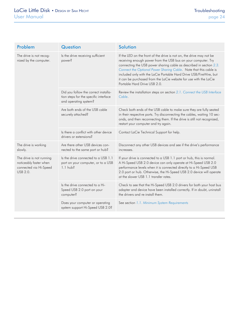 Lacie little disk, User manual, Problem question solution | LaCie Little Big Disk User Manual | Page 24 / 27