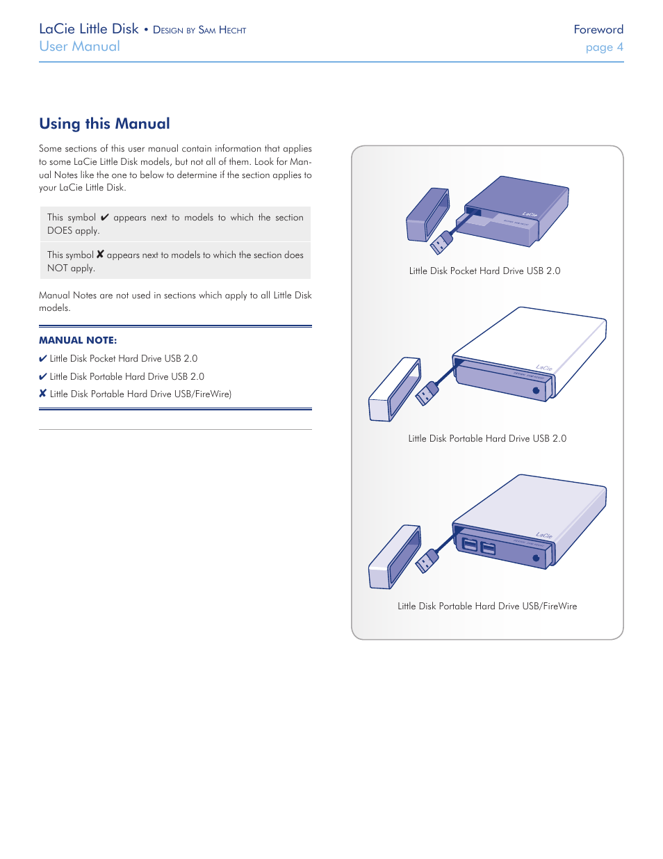 Using this manual, Lacie little disk, User manual | LaCie Little Big Disk User Manual | Page 4 / 27