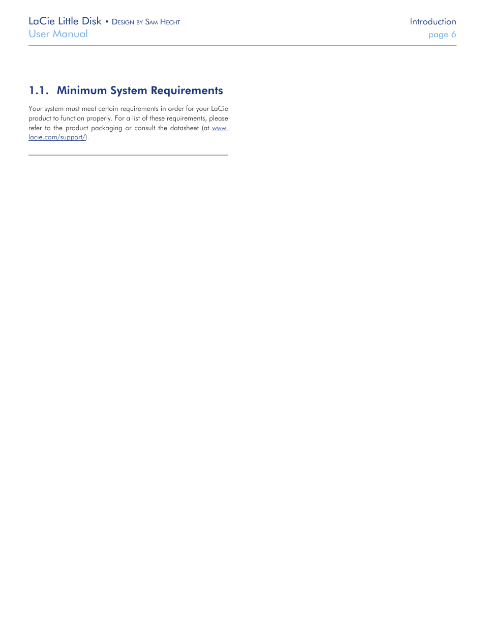 Minimum system requirements, Lacie little disk, User manual | LaCie Little Big Disk User Manual | Page 6 / 27