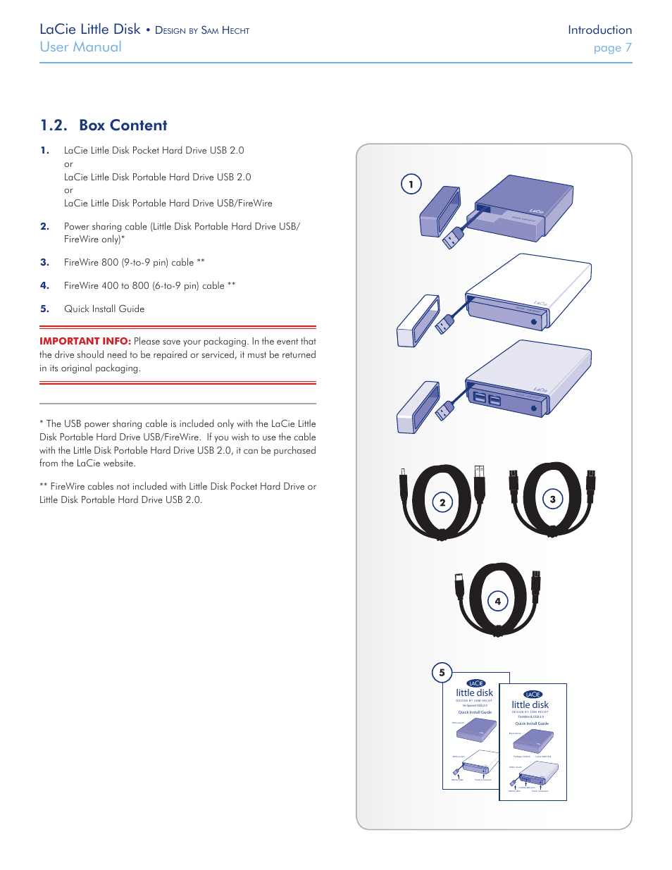 Box content, Lacie little disk, User manual | Introduction, Page 7 | LaCie Little Big Disk User Manual | Page 7 / 27