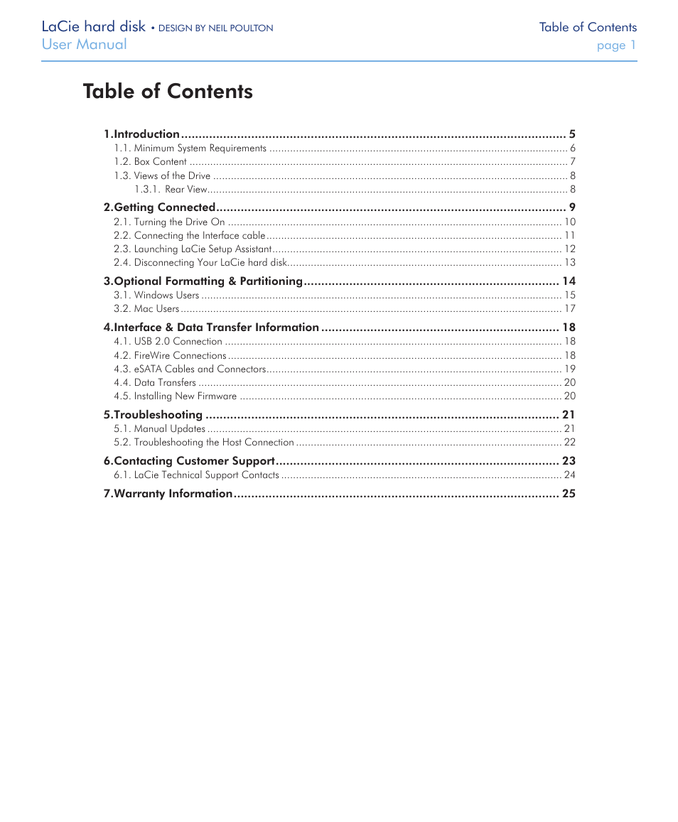 LaCie Hard Disk Design By Neil Poulton User Manual | 25 pages