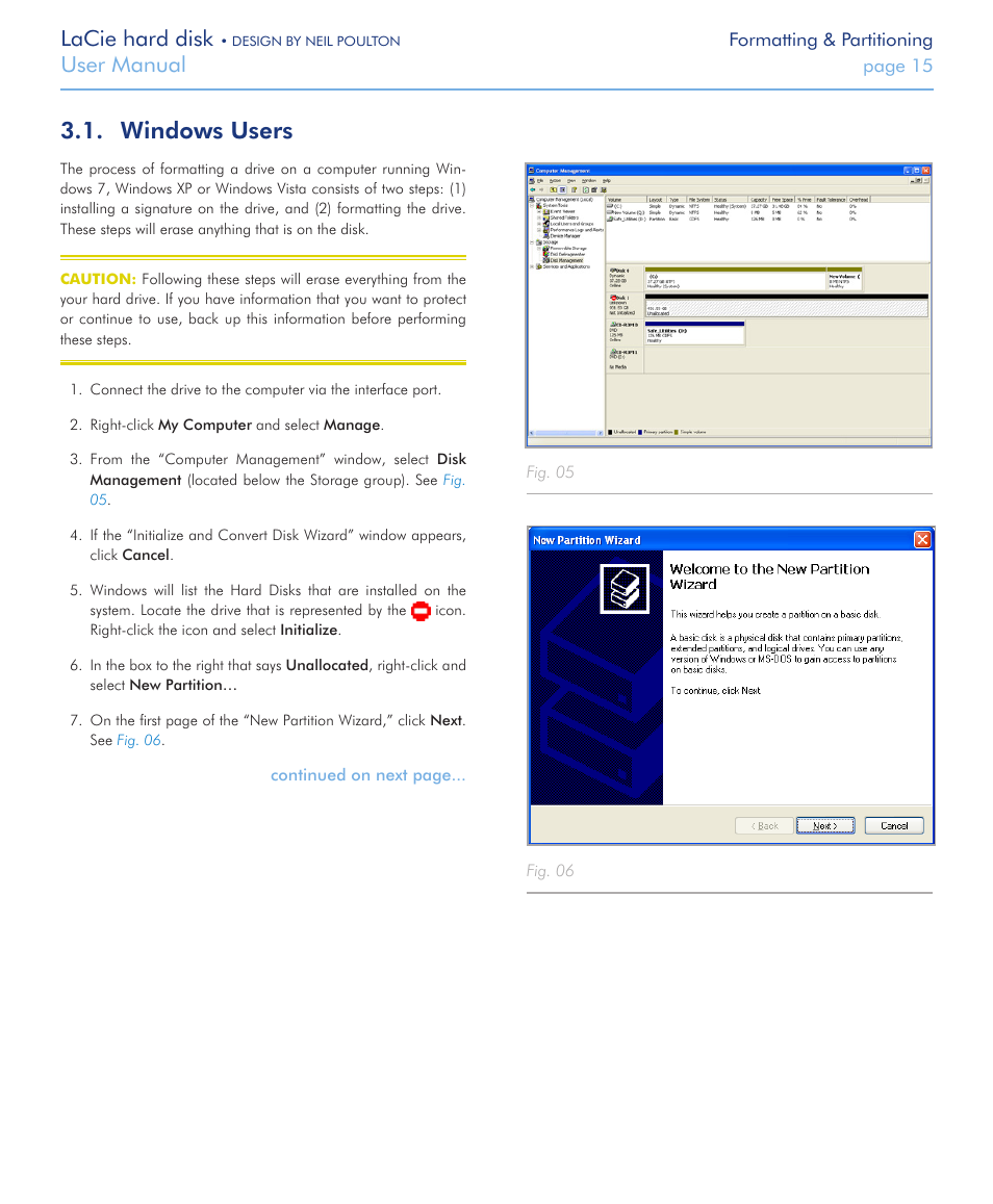 Windows users, Lacie hard disk, User manual | LaCie Hard Disk Design By Neil Poulton User Manual | Page 15 / 25