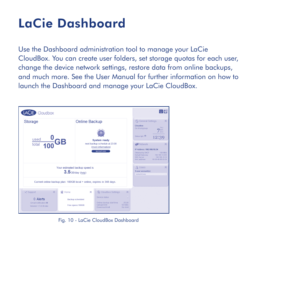 Lacie dashboard | LaCie CloudBox User Manual | Page 9 / 40