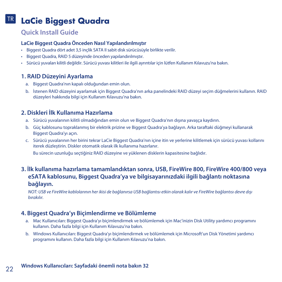 Lacie biggest quadra, Quick install guide | LaCie Biggest Quadra User Manual | Page 22 / 34