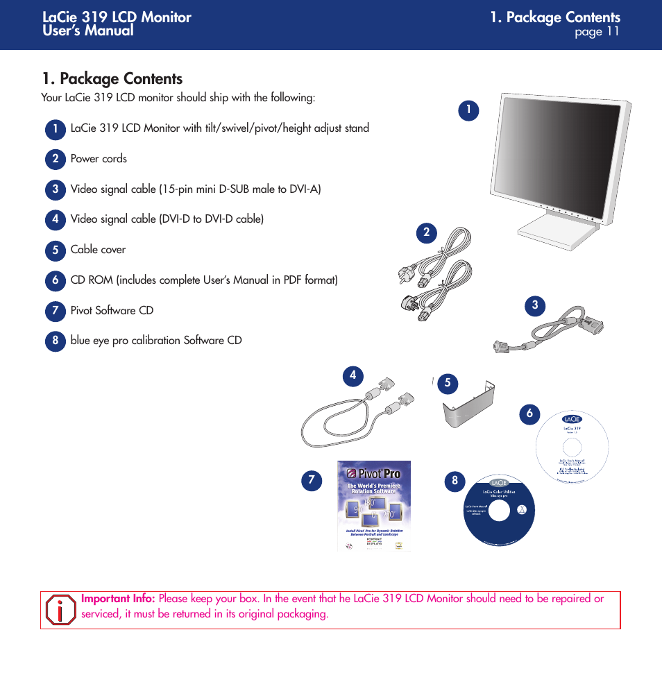 Package contents | LaCie 319 User Manual | Page 11 / 24