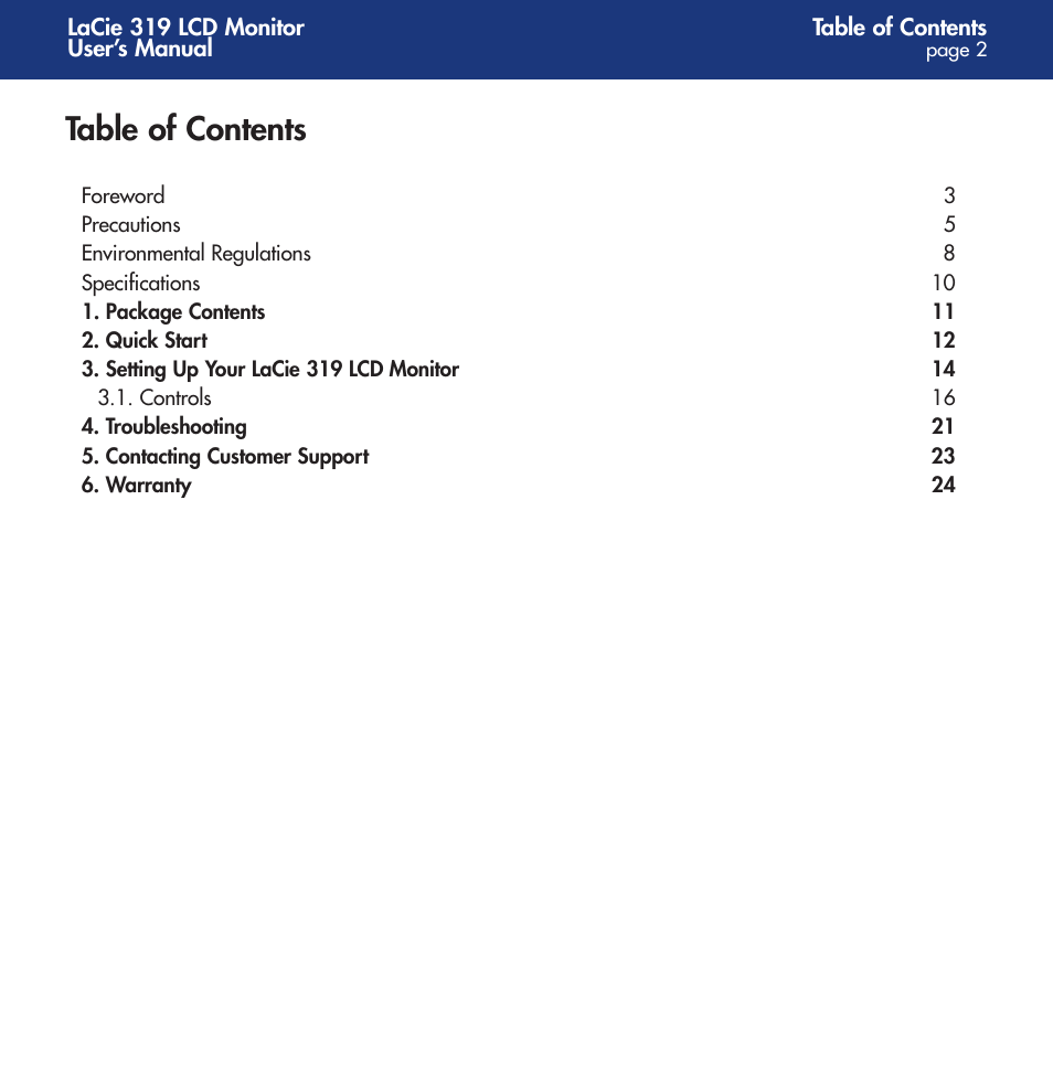 LaCie 319 User Manual | Page 2 / 24
