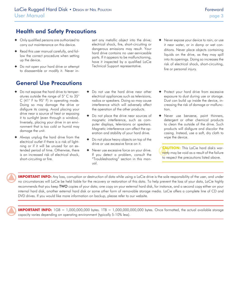 User manual, Lacie rugged hard disk | LaCie Rugged Hard Disk User Manual | Page 3 / 28