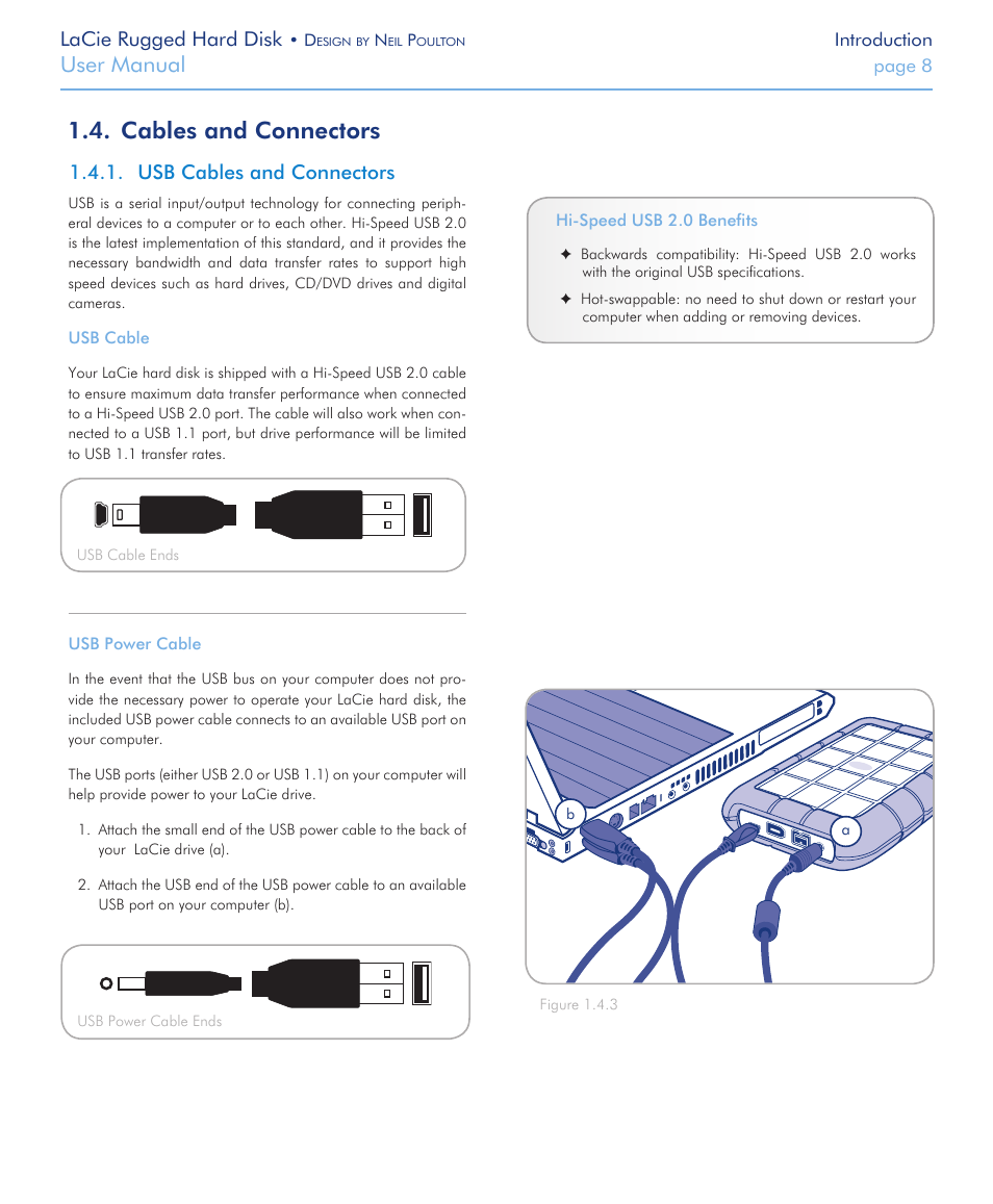 Cables and connectors, Usb cables and connectors, Cables and connectors 1.4 | User manual, Lacie rugged hard disk, Usb cables and connectors 1.4.1 | LaCie Rugged Hard Disk User Manual | Page 8 / 28
