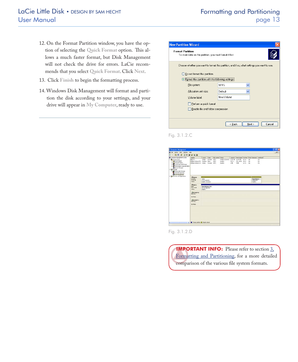 Lacie little disk, User manual page  formatting and partitioning | LaCie LITTLE DISK USB 2.0 User Manual | Page 14 / 23