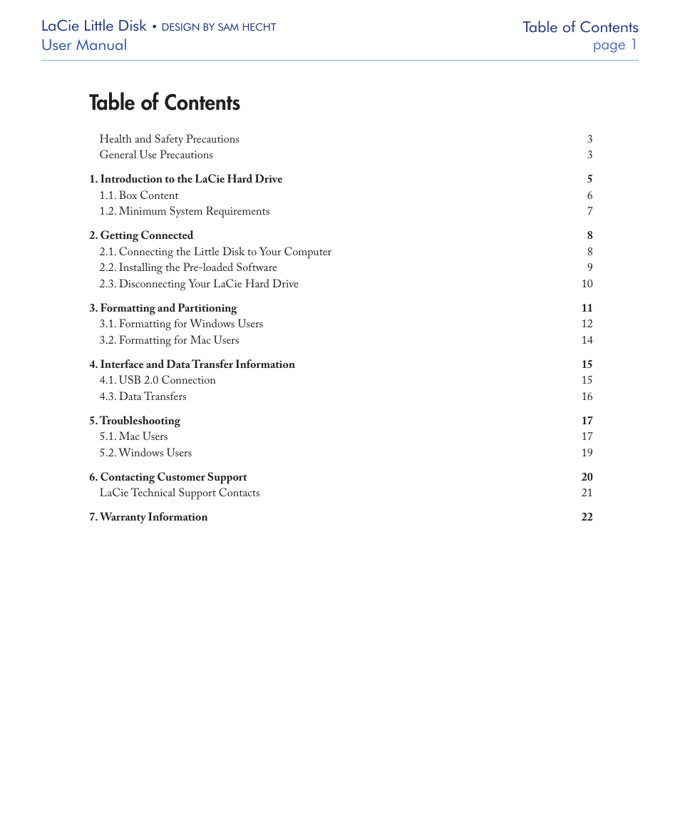 LaCie LITTLE DISK USB 2.0 User Manual | Page 2 / 23