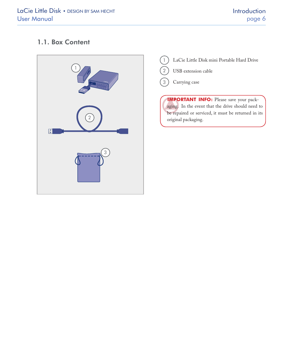 Box content | LaCie LITTLE DISK USB 2.0 User Manual | Page 7 / 23