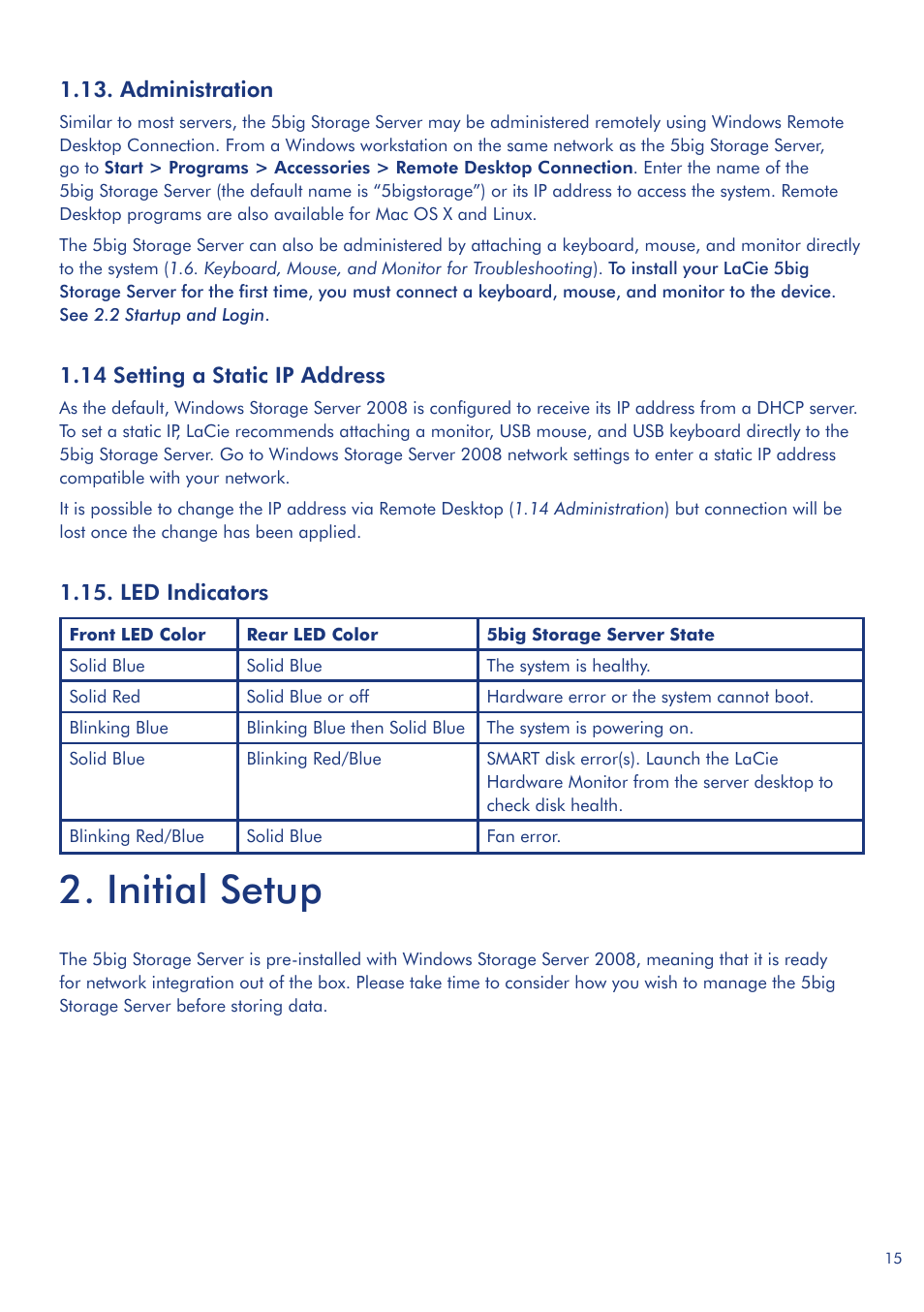 Initial setup | LaCie 5big Storage Server User Manual | Page 15 / 20