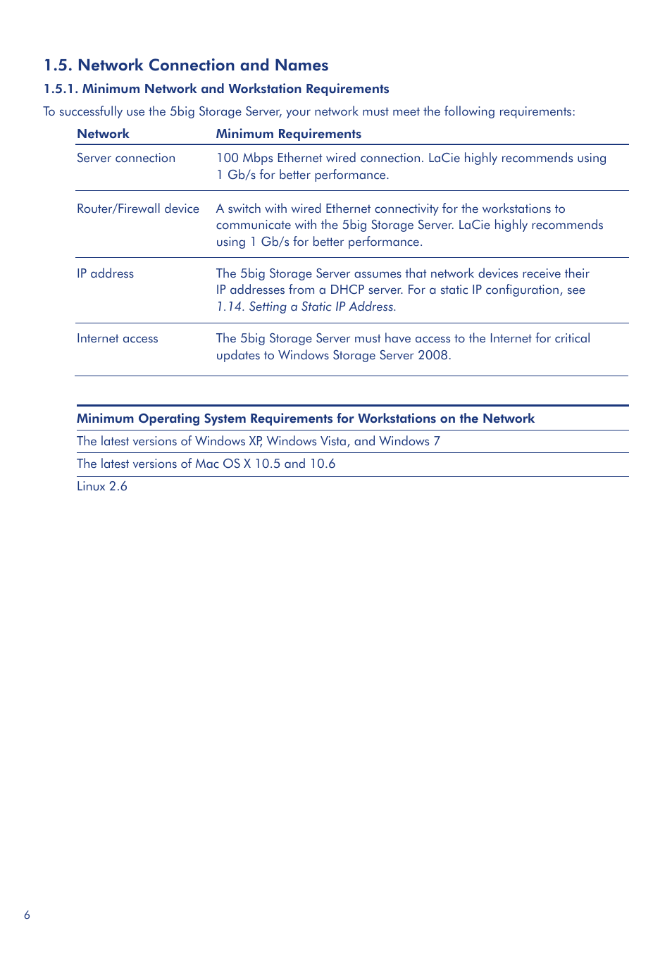 Network connection and names | LaCie 5big Storage Server User Manual | Page 6 / 20