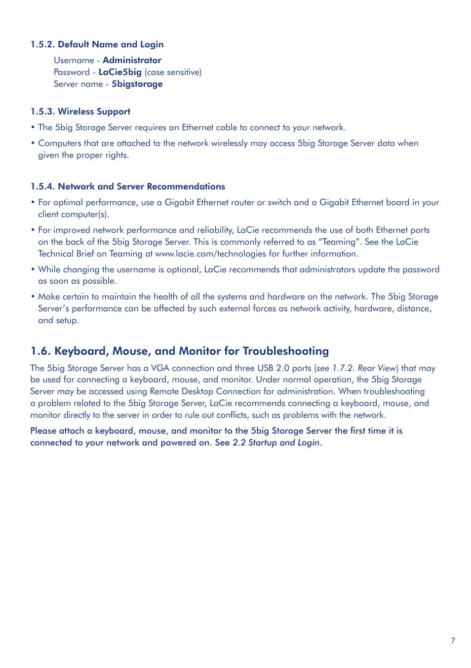 Keyboard, mouse, and monitor for troubleshooting | LaCie 5big Storage Server User Manual | Page 7 / 20