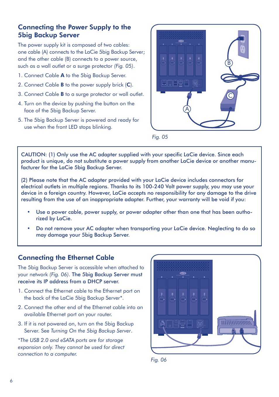 Connecting the ethernet cable, Ac b | LaCie 5big Backup Server User Manual | Page 6 / 9