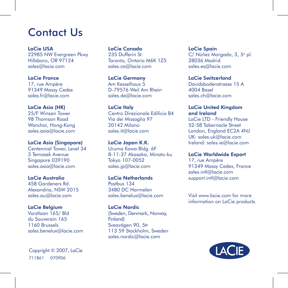 Contact us | LaCie Hub User Manual | Page 15 / 15