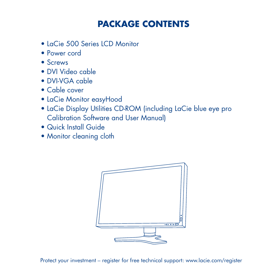 Package contents | LaCie 500 User Manual | Page 3 / 24