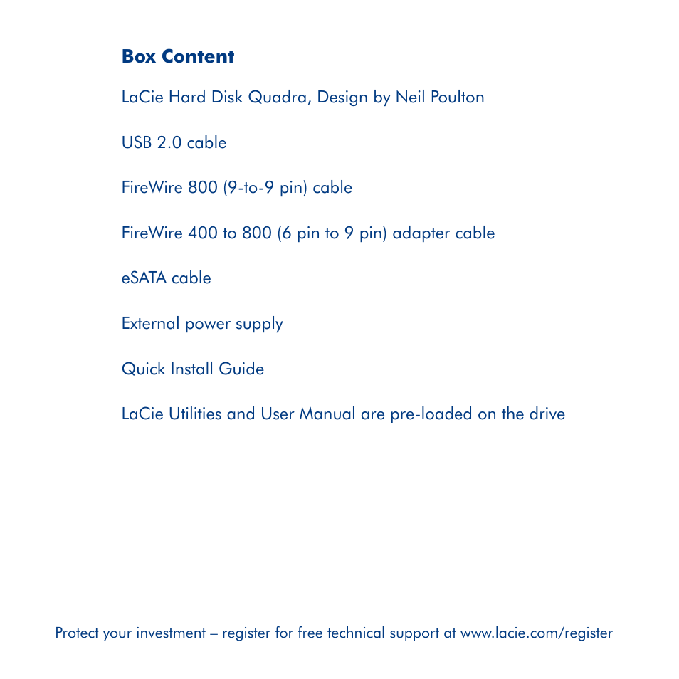 LaCie Hard Disk Quadra User Manual | Page 2 / 24