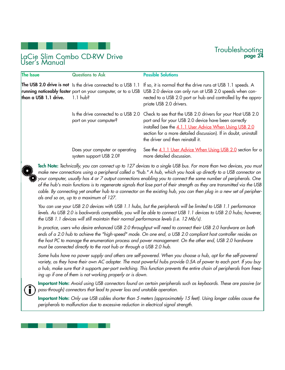 Troubleshooting, Lacie slim combo cd-rw drive user’s manual | LaCie 1038 User Manual | Page 25 / 28