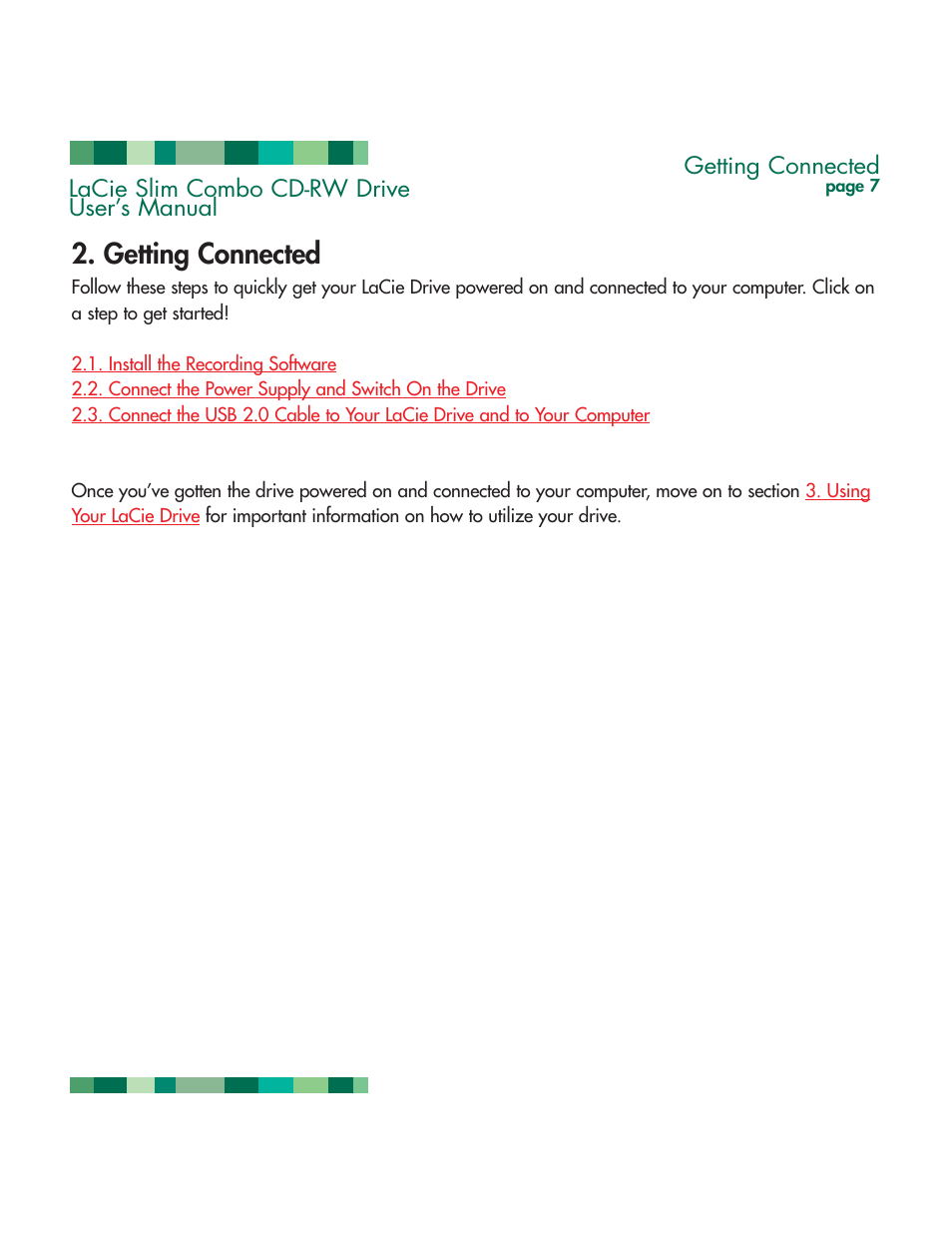 Getting connected | LaCie 1038 User Manual | Page 8 / 28