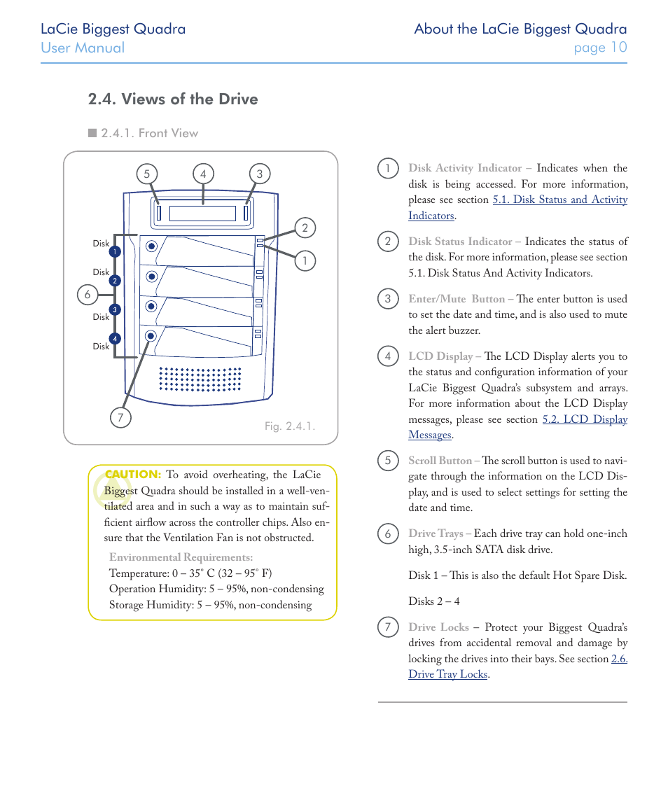 Views of the drive, Front view | LaCie FIREWIRE 800/400 User Manual | Page 11 / 59