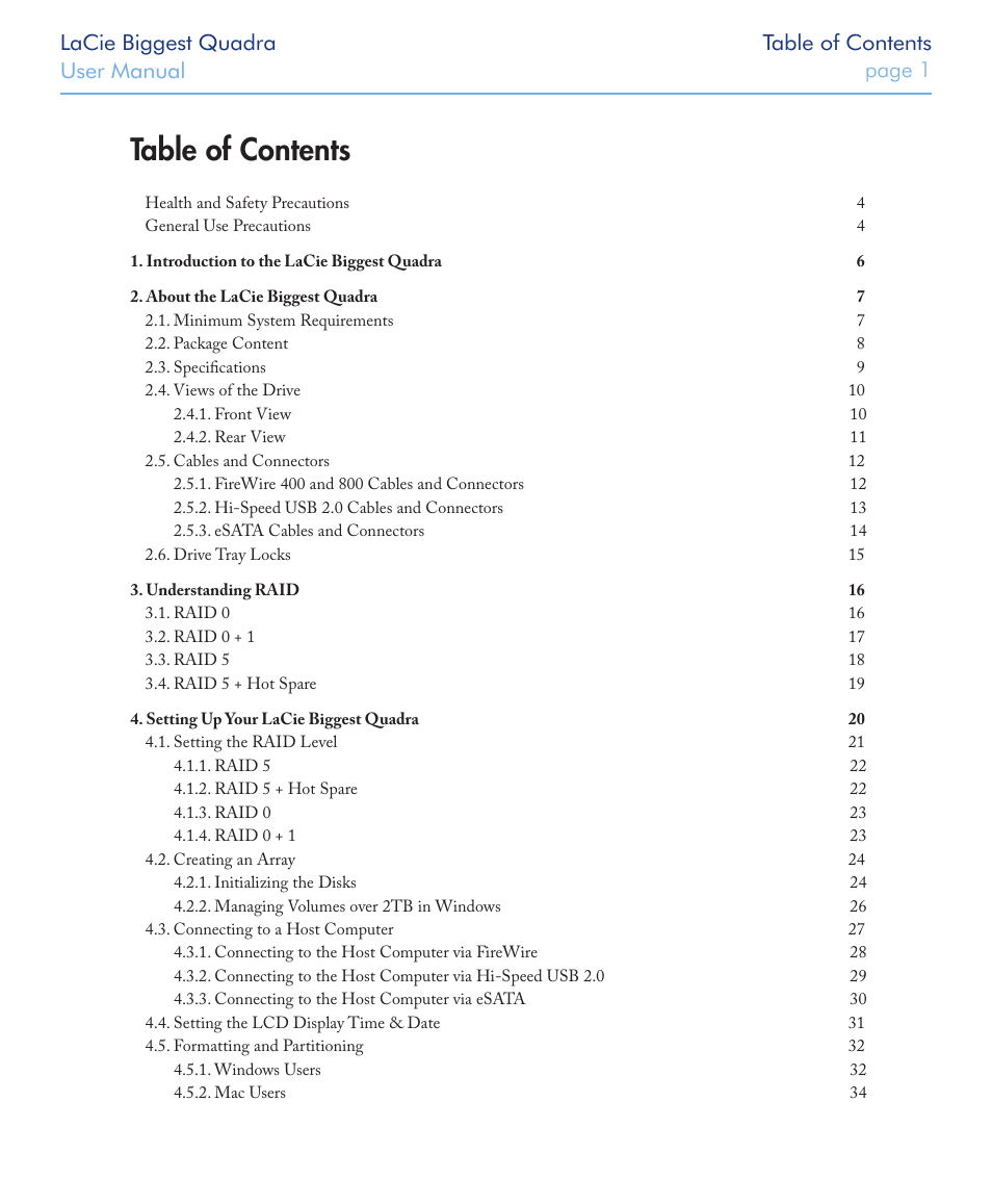 LaCie FIREWIRE 800/400 User Manual | Page 2 / 59