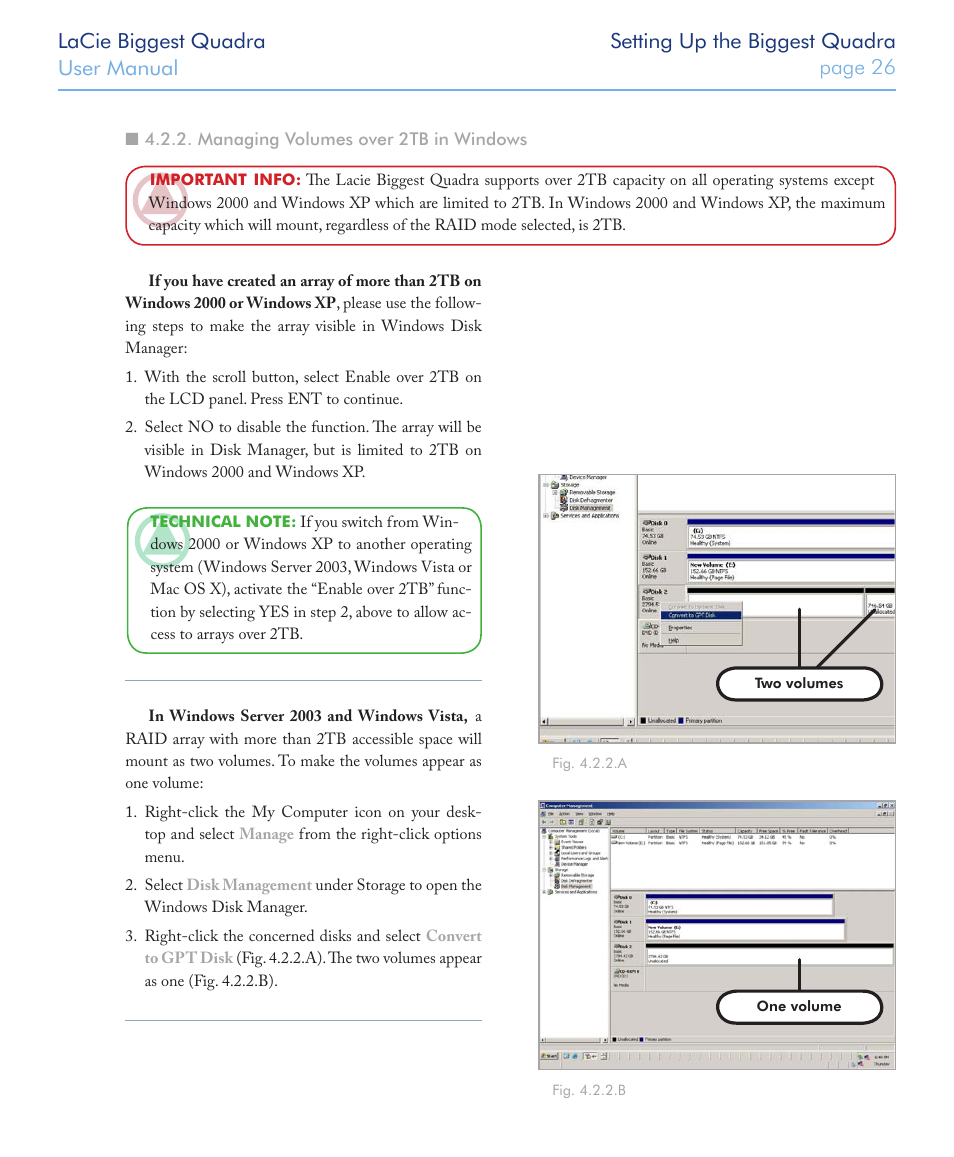 Managing volumes over 2tb in windows | LaCie FIREWIRE 800/400 User Manual | Page 27 / 59