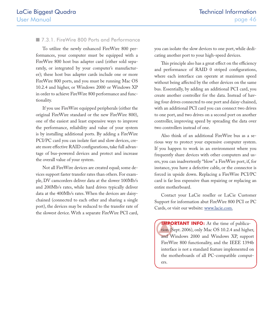 LaCie FIREWIRE 800/400 User Manual | Page 47 / 59