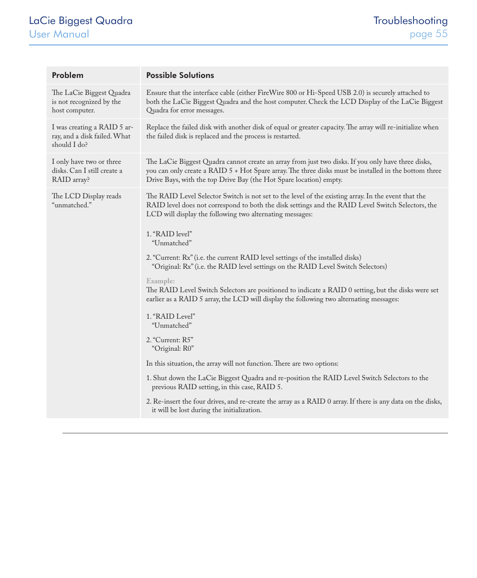 LaCie FIREWIRE 800/400 User Manual | Page 56 / 59