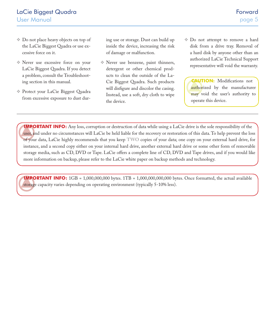 Lacie biggest quadra user manual page  forward | LaCie FIREWIRE 800/400 User Manual | Page 6 / 59