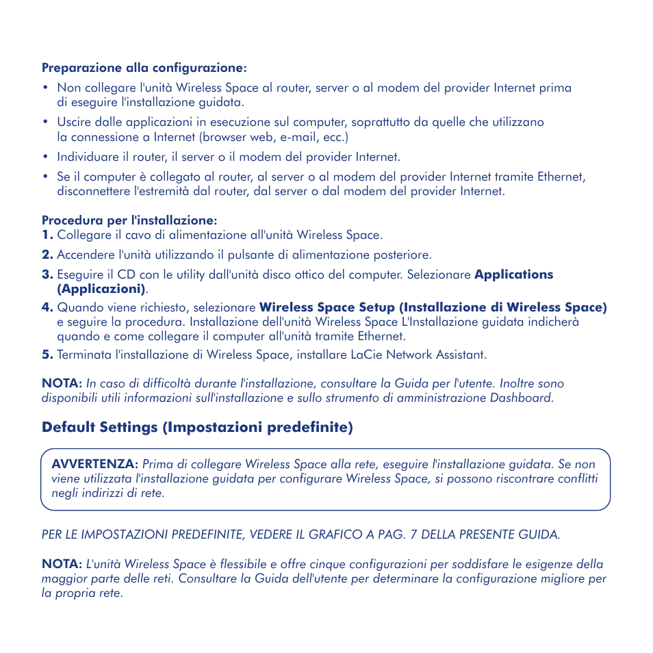 Installazione | LaCie Wireless Space User Manual | Page 11 / 40