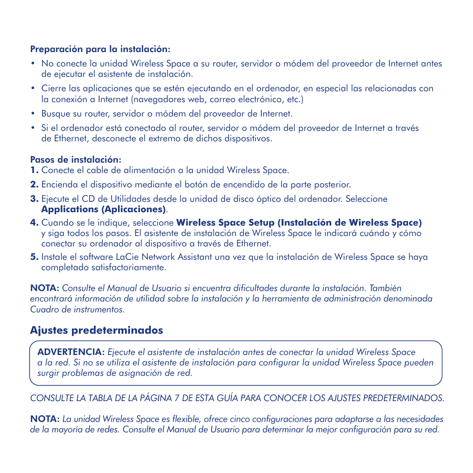 Instalación | LaCie Wireless Space User Manual | Page 15 / 40