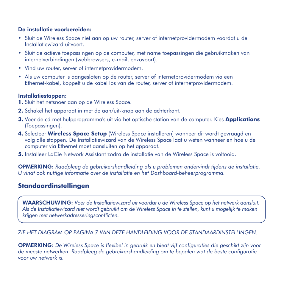 Installatie | LaCie Wireless Space User Manual | Page 17 / 40