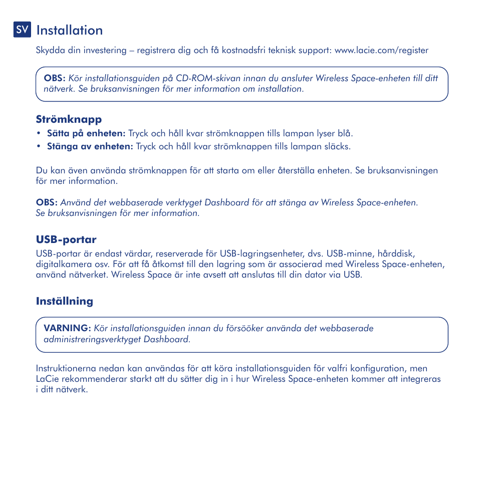 Installation | LaCie Wireless Space User Manual | Page 20 / 40