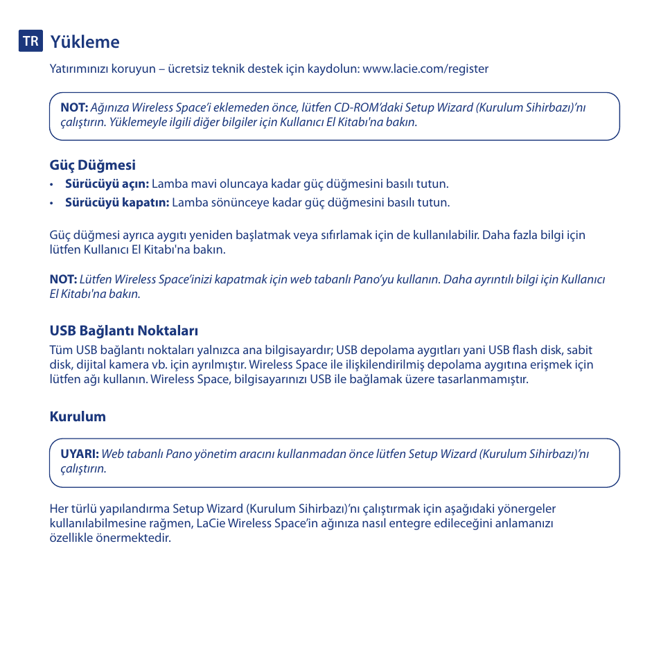 Yükleme | LaCie Wireless Space User Manual | Page 36 / 40