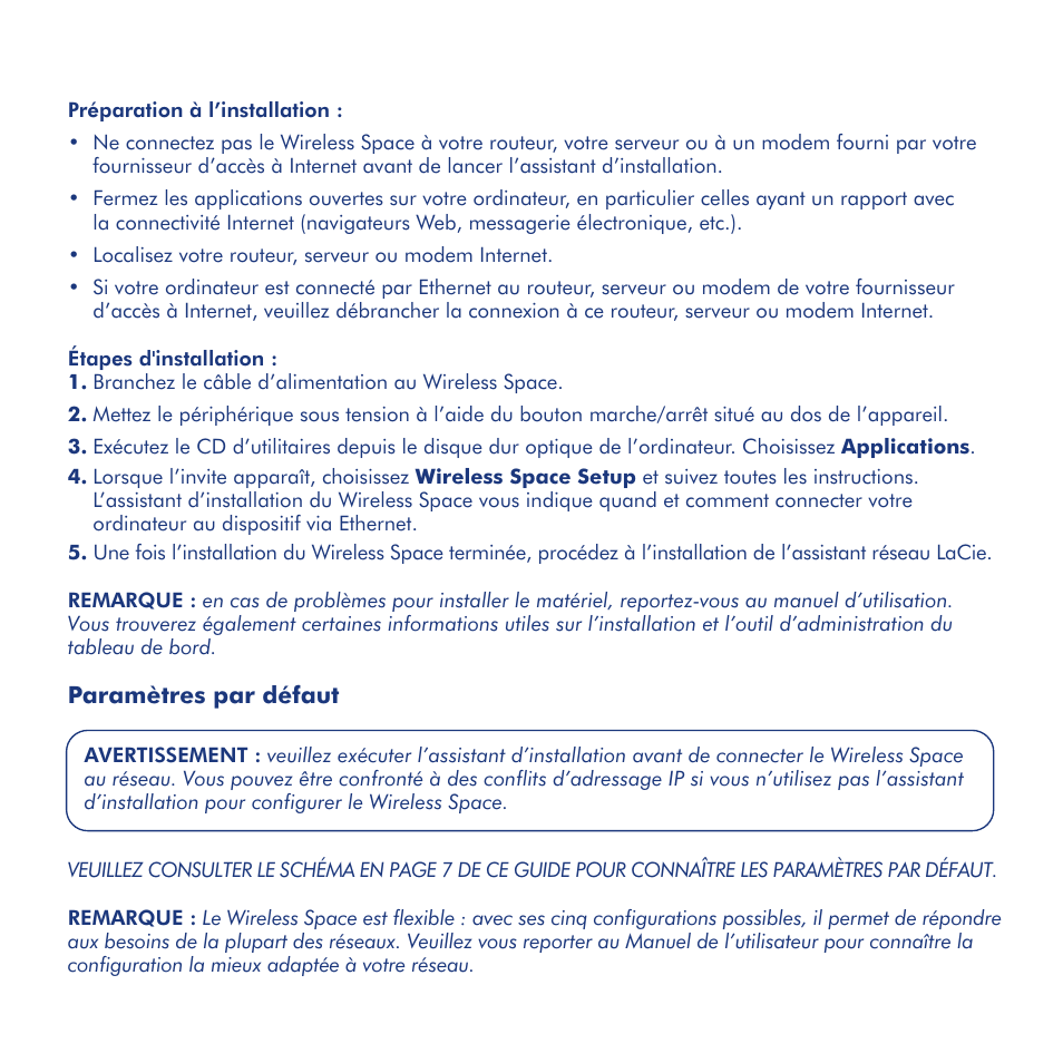 Installation | LaCie Wireless Space User Manual | Page 9 / 40