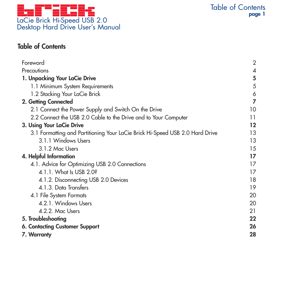 LaCie Brick User Manual | 28 pages