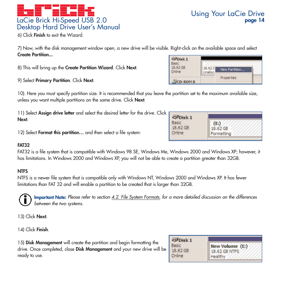 Using your lacie drive | LaCie Brick User Manual | Page 14 / 28