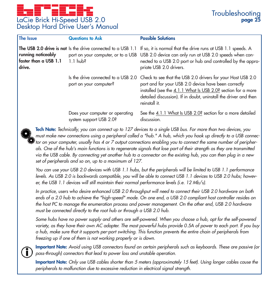 Troubleshooting | LaCie Brick User Manual | Page 25 / 28