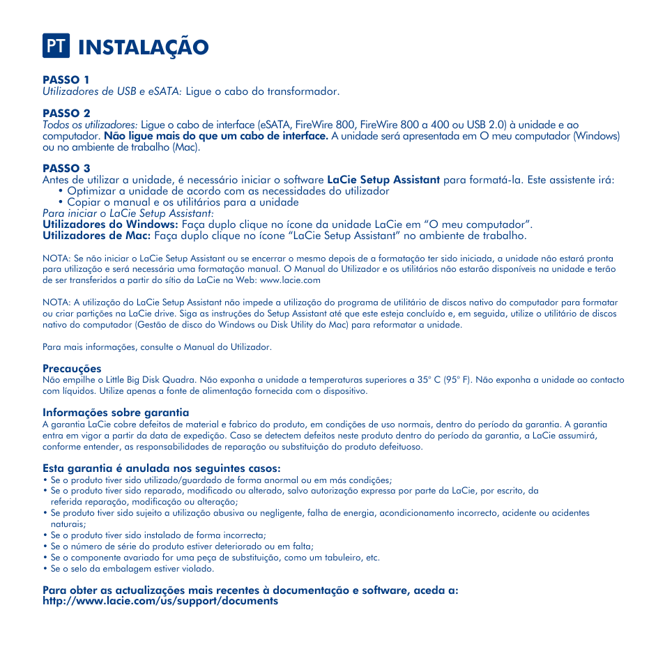 Instalação | LaCie Little Big Disk Quadra User Manual | Page 11 / 24