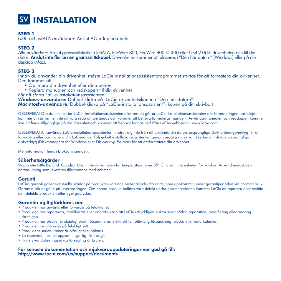 Installation | LaCie Little Big Disk Quadra User Manual | Page 12 / 24