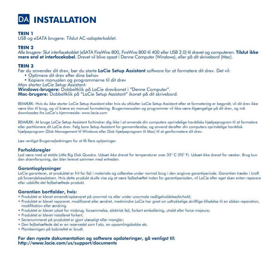 Installation | LaCie Little Big Disk Quadra User Manual | Page 13 / 24