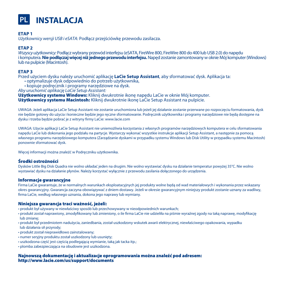 Instalacja | LaCie Little Big Disk Quadra User Manual | Page 15 / 24