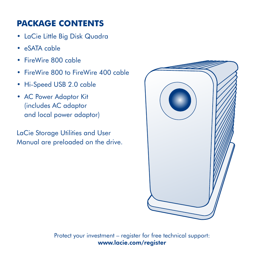 Package contents | LaCie Little Big Disk Quadra User Manual | Page 3 / 24