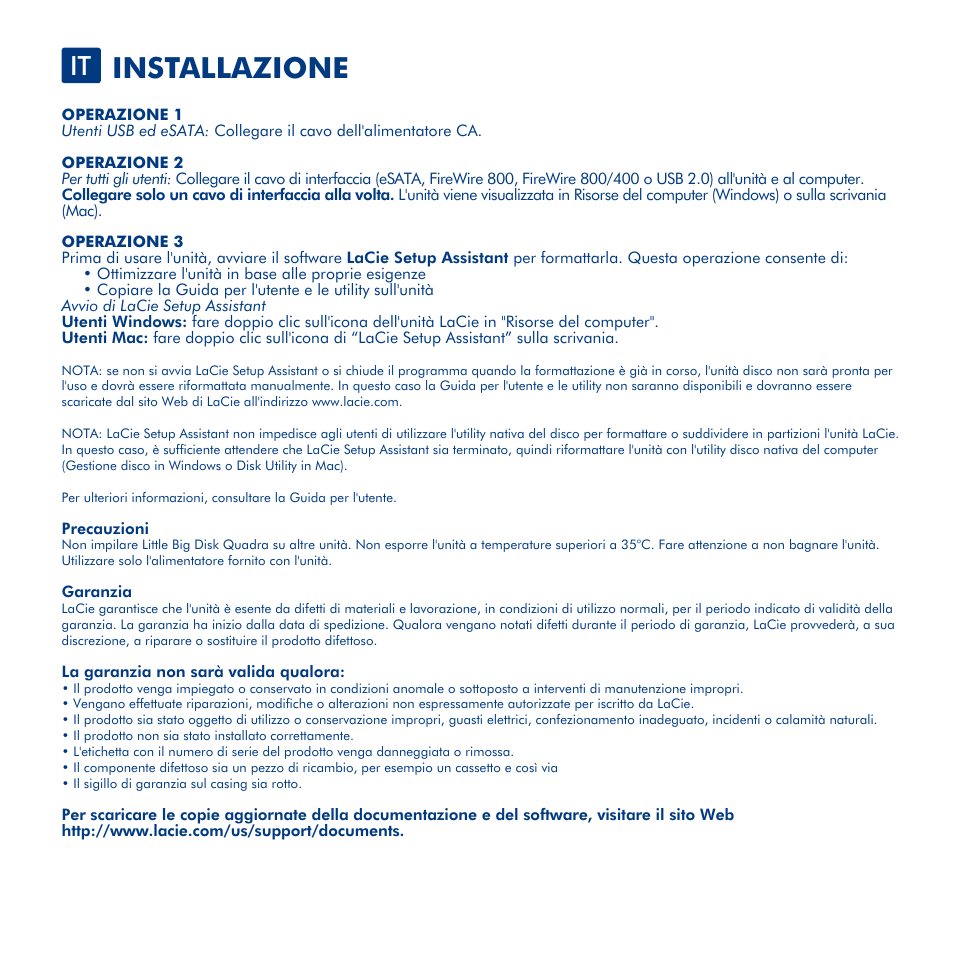 Installazione | LaCie Little Big Disk Quadra User Manual | Page 7 / 24