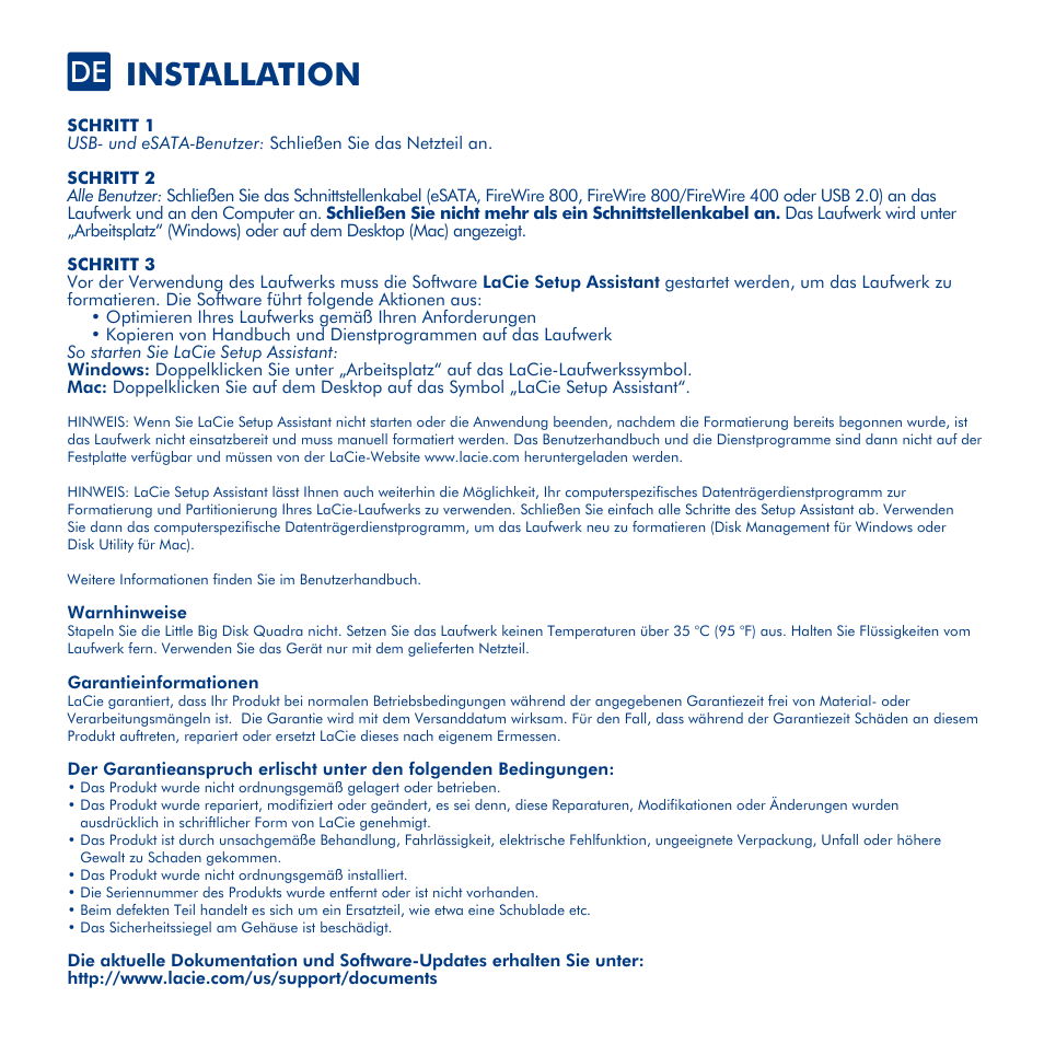 Installation | LaCie Little Big Disk Quadra User Manual | Page 8 / 24