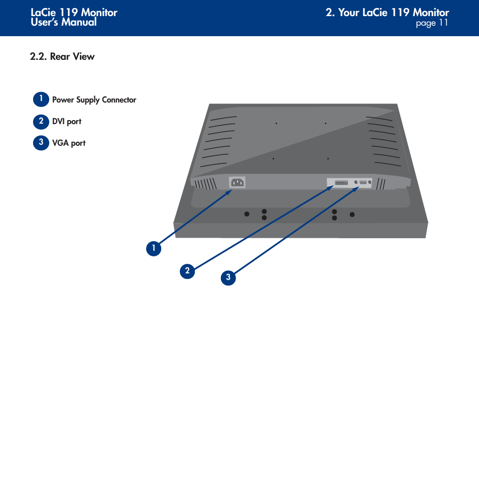 Rear view | LaCie 119 User Manual | Page 11 / 22