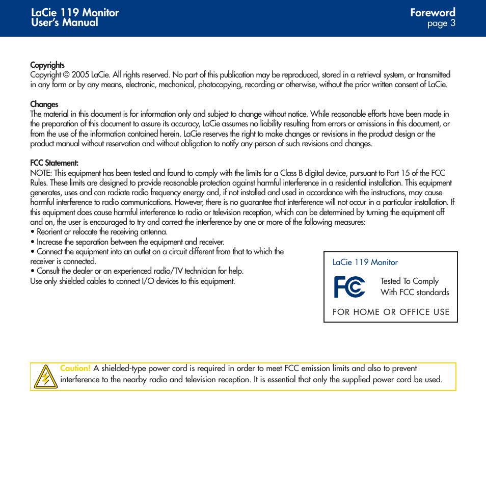 Foreword | LaCie 119 User Manual | Page 3 / 22
