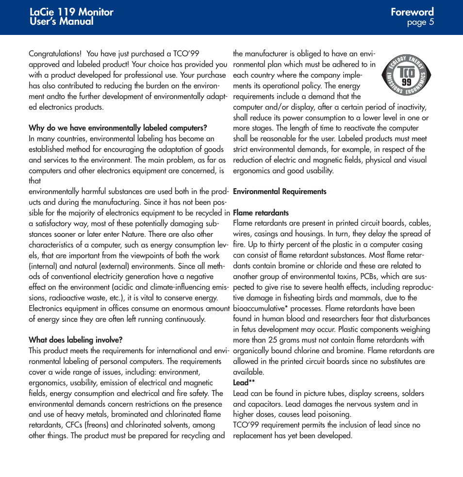 LaCie 119 User Manual | Page 5 / 22
