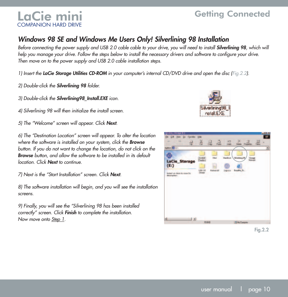 Lacie mini, Getting connected | LaCie MINI COMPANION HARD DRIVE U S B 2. 0 User Manual | Page 10 / 30